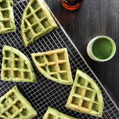 Fluffy High Protein Vegan Matcha Waffles