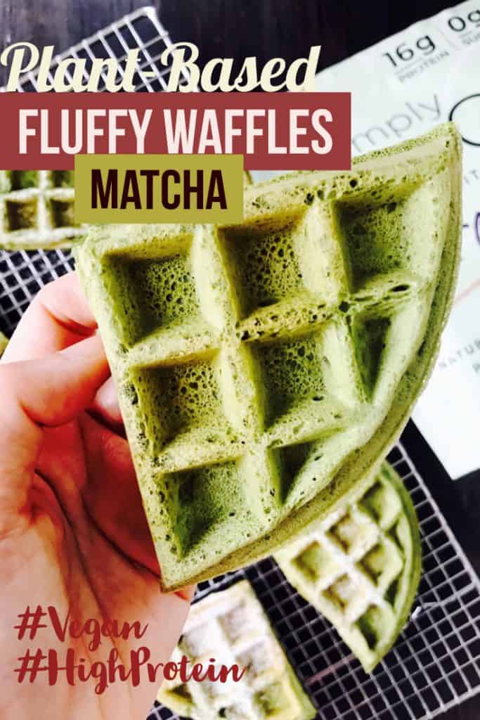 Fluffy High Protein Vegan Matcha Waffles Poster