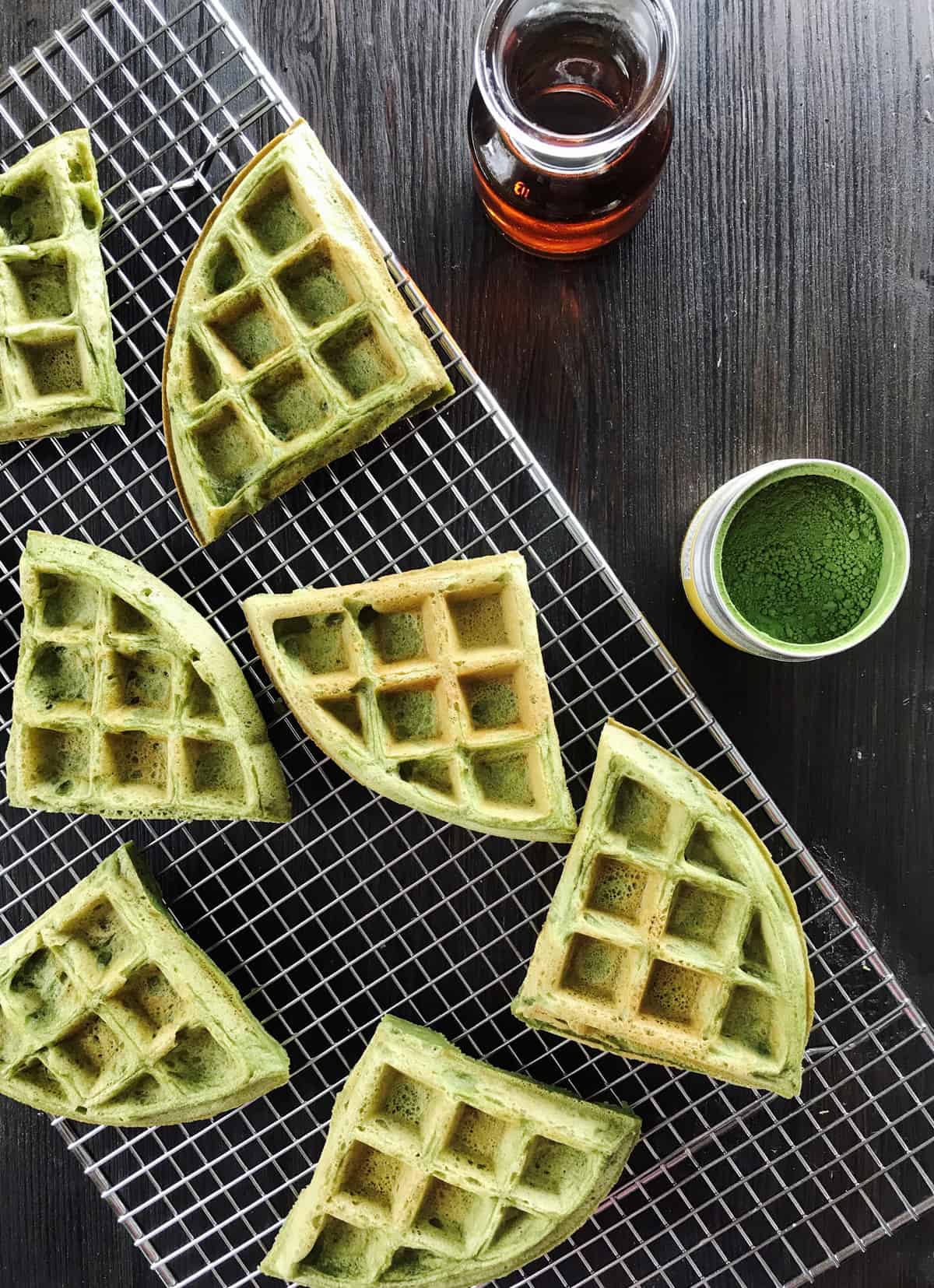 Fluffy High Protein Vegan Matcha Waffles