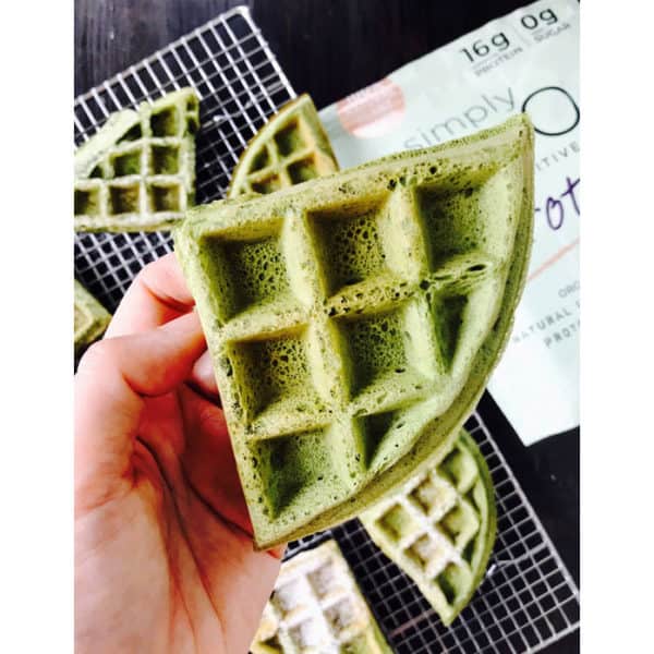 Fluffy High Protein Vegan Matcha Waffles